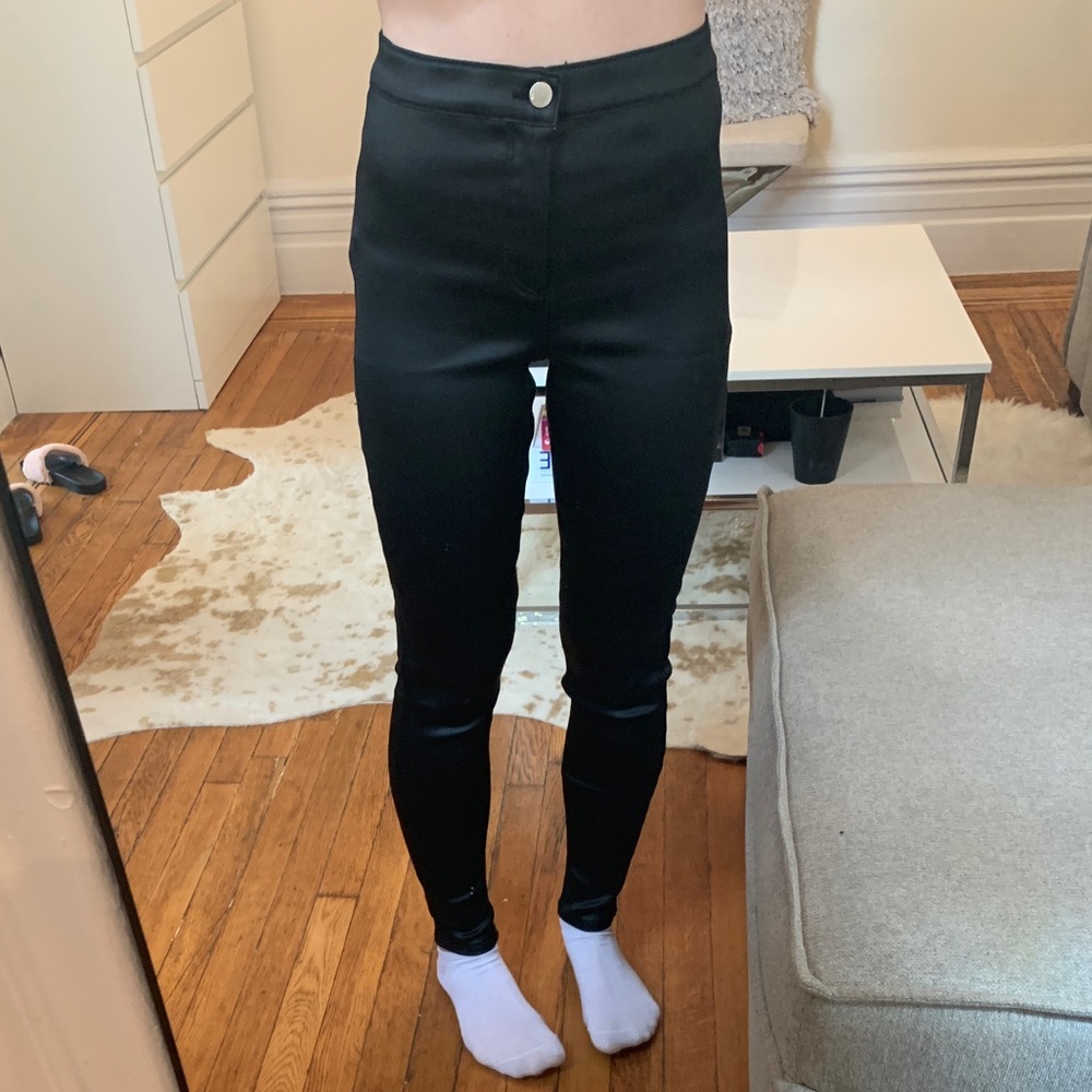 Topshop Black Faux Leather Patent Pants